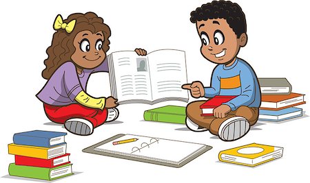 simsearch:400-04349663,k - Happy Girl and Boy Sitting on the Floor with a Bunch of Books Stock Photo - Budget Royalty-Free & Subscription, Code: 400-08263938