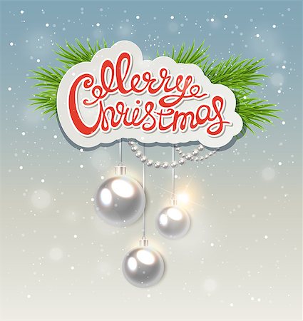 simsearch:400-08813741,k - Christmas background with greeting inscription and silver decorations Photographie de stock - Aubaine LD & Abonnement, Code: 400-08263971