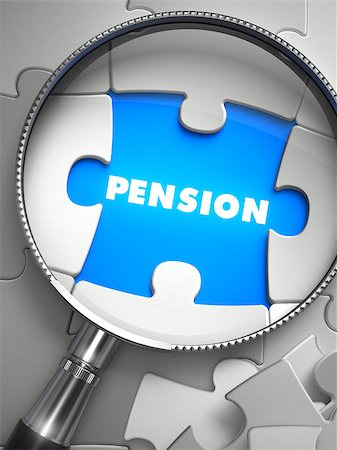 Pension through Lens on Missing Puzzle Peace. Selective Focus. 3D Render. Stock Photo - Budget Royalty-Free & Subscription, Code: 400-08284383