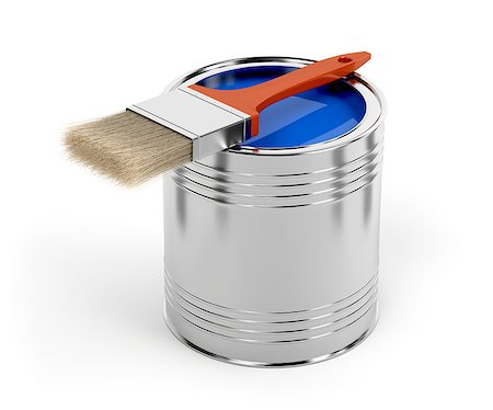 simsearch:625-01263851,k - Paintbrush and paint can with blue color Photographie de stock - Aubaine LD & Abonnement, Code: 400-08284580