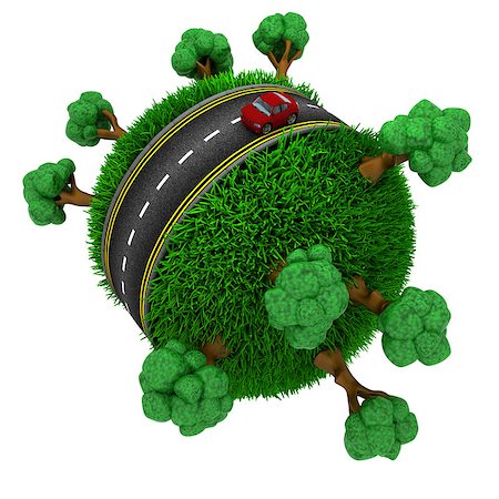 3D Render of Road around a grassy globe Stock Photo - Budget Royalty-Free & Subscription, Code: 400-08285108