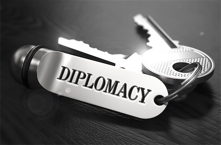 simsearch:400-09009023,k - Diplomacy Concept. Keys with Keyring on Black Wooden Table. Closeup View, Selective Focus, 3D Render. Black and White Image. Photographie de stock - Aubaine LD & Abonnement, Code: 400-08285144