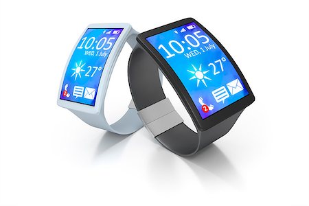 simsearch:400-08152542,k - 3D rendering of two big screen smart watch Stock Photo - Budget Royalty-Free & Subscription, Code: 400-08285253