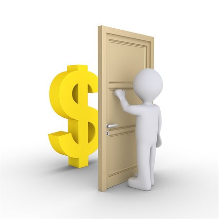 simsearch:400-07338104,k - Person is knocking at a door with a dollar symbol behind it Stock Photo - Budget Royalty-Free & Subscription, Code: 400-08285457