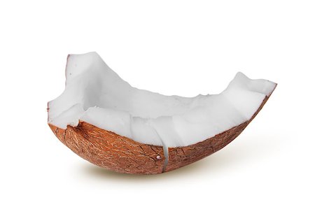 Single piece of coconut pulp rotated isolated on white background Stock Photo - Budget Royalty-Free & Subscription, Code: 400-08285469
