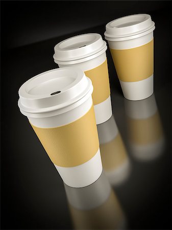 simsearch:400-08978724,k - Three coffee to go on black background Photographie de stock - Aubaine LD & Abonnement, Code: 400-08285617