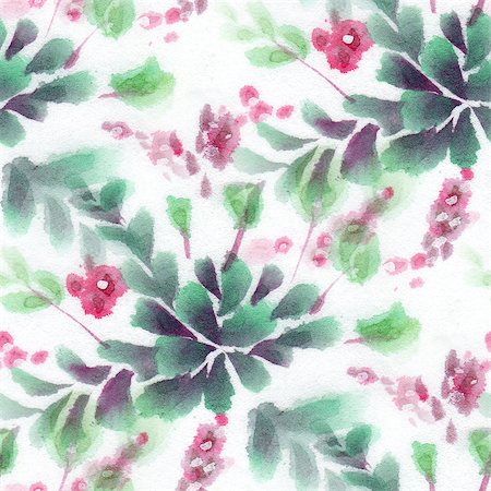simsearch:400-08290626,k - Seamless pattern with watercolor flowers. Stock Photo - Budget Royalty-Free & Subscription, Code: 400-08285610
