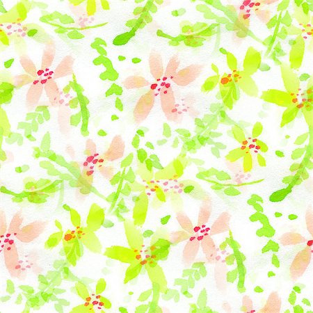 simsearch:400-08285670,k - Seamless pattern with watercolor flowers. Simple flowers on a white background. Foto de stock - Super Valor sin royalties y Suscripción, Código: 400-08285668