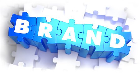 simsearch:400-08187507,k - Brand - White Word on Blue Puzzles on White Background. 3D Illustration. Stock Photo - Budget Royalty-Free & Subscription, Code: 400-08285698