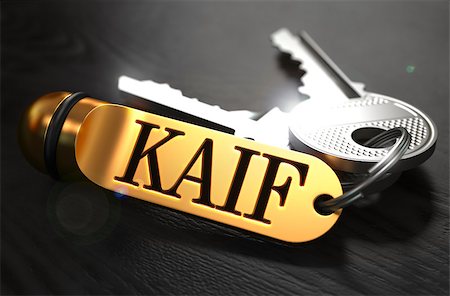 simsearch:400-08283741,k - Keys with Word Kaif  on Golden Label over Black Wooden Background. Closeup View, Selective Focus, 3D Render. Foto de stock - Super Valor sin royalties y Suscripción, Código: 400-08285711