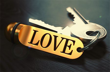 simsearch:400-08283741,k - Love - Bunch of Keys with Text on Golden Keychain. Black Wooden Background. Closeup View with Selective Focus. 3D Illustration. Toned Image. Foto de stock - Super Valor sin royalties y Suscripción, Código: 400-08285749