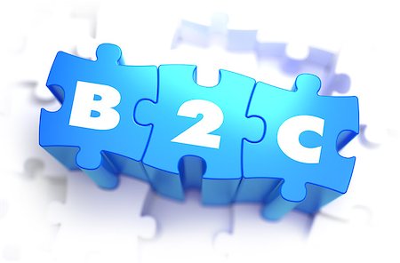 simsearch:400-08652442,k - B2C - Business to Consumer - White Word on Blue Puzzles on White Background. 3D Illustration. Stockbilder - Microstock & Abonnement, Bildnummer: 400-08285780