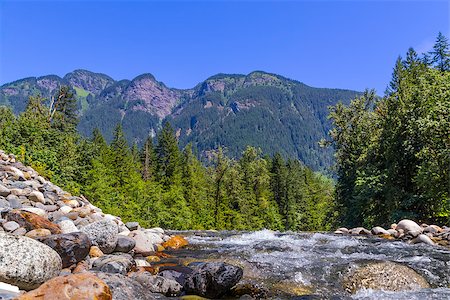 simsearch:400-07824010,k - landscape with mountains trees and a river in front Photographie de stock - Aubaine LD & Abonnement, Code: 400-08285869