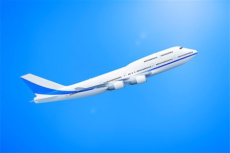 simsearch:400-08930740,k - A 3D rendering of a 747 Airplane in the blue sky Stock Photo - Budget Royalty-Free & Subscription, Code: 400-08286239