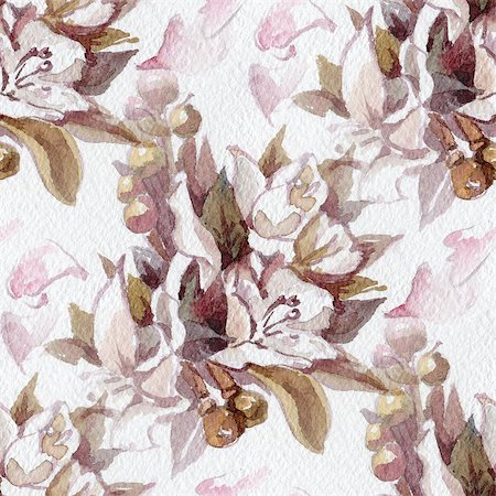 simsearch:400-08285670,k - Seamless pattern with watercolor flowers in pastel tones. Foto de stock - Super Valor sin royalties y Suscripción, Código: 400-08286286