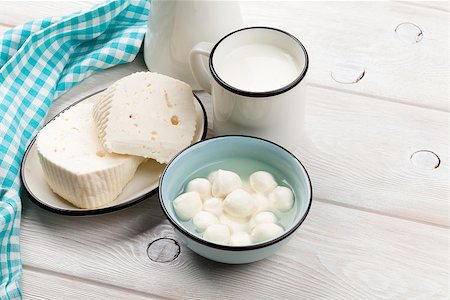 simsearch:400-08296754,k - Dairy products on wooden table. Milk, cheese and curd Stock Photo - Budget Royalty-Free & Subscription, Code: 400-08286476