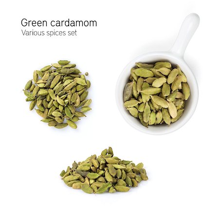 simsearch:400-08408277,k - Green cardamom spice. Isolated on white background Stock Photo - Budget Royalty-Free & Subscription, Code: 400-08286638