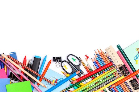 simsearch:400-08037305,k - School and office supplies. Top view. Isolated on white background with copy space Fotografie stock - Microstock e Abbonamento, Codice: 400-08286630