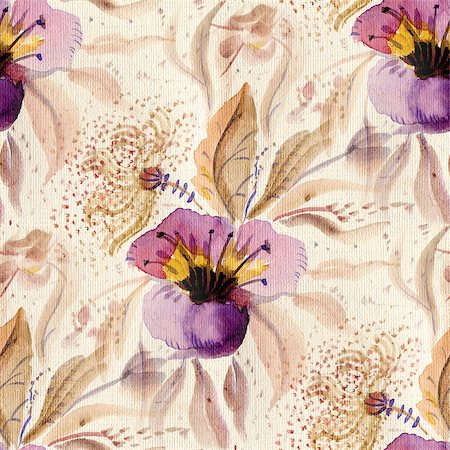 simsearch:400-08285670,k - Seamless pattern with watercolor flowers in pastel tones. Foto de stock - Super Valor sin royalties y Suscripción, Código: 400-08287095