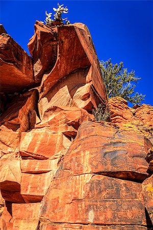 rock art on cliffs - Ancient Indian petroglyphs on a rock face near Cottonwood, Arizona Stock Photo - Budget Royalty-Free & Subscription, Code: 400-08287202