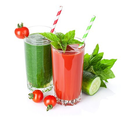 simsearch:400-07172598,k - Fresh vegetable smoothie. Tomato and cucumber. Isolated on white background Stock Photo - Budget Royalty-Free & Subscription, Code: 400-08287396