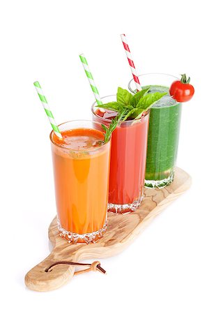 simsearch:400-07172598,k - Fresh vegetable smoothie. Tomato, cucumber, carrot. Isolated on white background Stock Photo - Budget Royalty-Free & Subscription, Code: 400-08287397
