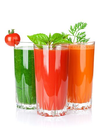 simsearch:400-07172598,k - Fresh vegetable smoothie. Tomato, cucumber, carrot. Isolated on white background Stock Photo - Budget Royalty-Free & Subscription, Code: 400-08287391