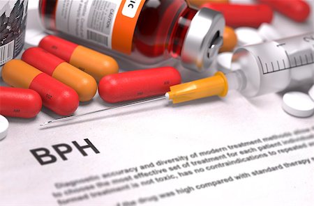 Diagnosis - BPH. Medical Concept with Red Pills, Injections and Syringe. Selective Focus. 3D Render. Stock Photo - Budget Royalty-Free & Subscription, Code: 400-08287741
