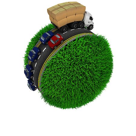 3D Render of Road around a grassy globe Stock Photo - Budget Royalty-Free & Subscription, Code: 400-08287836