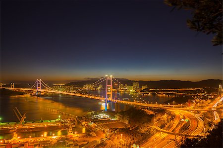 Tsing ma  highway bridge in hong kong Stock Photo - Budget Royalty-Free & Subscription, Code: 400-08287960