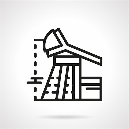 Black flat line vector icon for oil extraction derrick. Design element for business and website Stock Photo - Budget Royalty-Free & Subscription, Code: 400-08288085