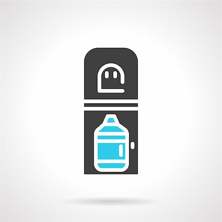 simsearch:400-08193402,k - Flat color design vector icon for black water cooler with full bottle of potable water on white background. Stock Photo - Budget Royalty-Free & Subscription, Code: 400-08288086