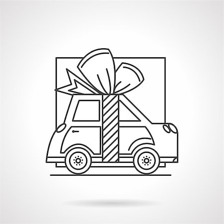 Abstract flat line vector icons of automobile with ribbon and bow for gift or sale. Design element for business and website Stock Photo - Budget Royalty-Free & Subscription, Code: 400-08288091