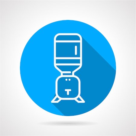 simsearch:400-08193402,k - Flat blue round vector icon with white line portable water cooler with single faucet for room or office on gray background with long shadows. Stock Photo - Budget Royalty-Free & Subscription, Code: 400-08288093