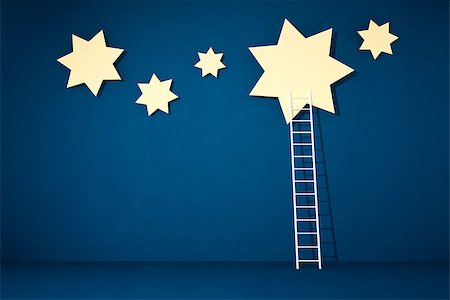 reach for stars - reaching the stars with a white ladder Stock Photo - Budget Royalty-Free & Subscription, Code: 400-08288188