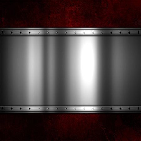 simsearch:400-05901999,k - Shiny metal plate on a red grunge background with scratches and stains Stock Photo - Budget Royalty-Free & Subscription, Code: 400-08288239