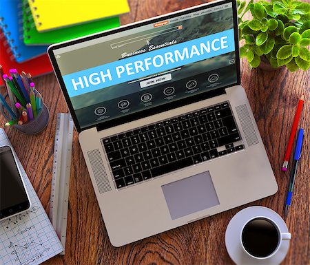 digital experience - High Performance Concept. Modern Laptop and Different Office Supply on Wooden Desktop background. Stock Photo - Budget Royalty-Free & Subscription, Code: 400-08288352