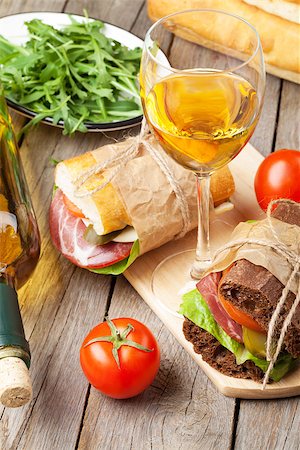 simsearch:400-07937807,k - Two sandwiches and white wine on wooden table Photographie de stock - Aubaine LD & Abonnement, Code: 400-08288453