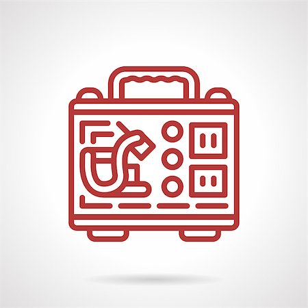 Simple flat red line design vector icon for kit of tools and accessories for tattoo master. Tattoo machine, inks, foot switch in portable case. Design element for business and website Fotografie stock - Microstock e Abbonamento, Codice: 400-08288726