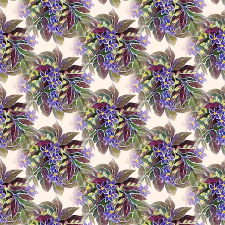 simsearch:400-08285670,k - Seamless pattern with watercolor flowers.  Blue flowers on a white background. Foto de stock - Super Valor sin royalties y Suscripción, Código: 400-08288876