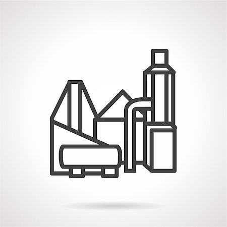simsearch:400-05679070,k - Black simple line vector icon for plant and factory structures. Manufacturing, industrial, processing elements. Design element for business and website Fotografie stock - Microstock e Abbonamento, Codice: 400-08289180