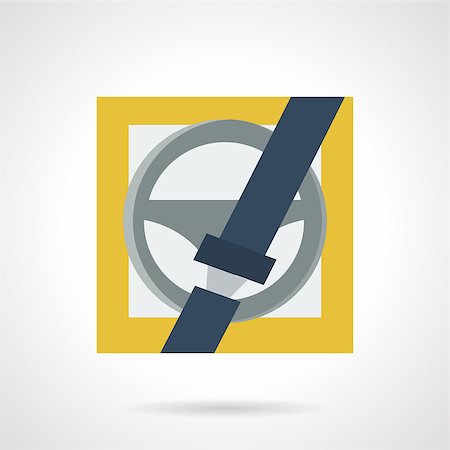 simsearch:400-04824181,k - Flat color design vector icon for driver safety. Seatbelt with lock and steering wheel on yellow background. Design element for business and website Stockbilder - Microstock & Abonnement, Bildnummer: 400-08289192