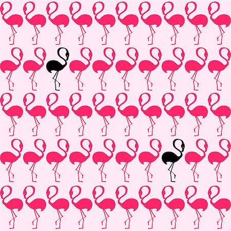 flamingo vector - vector pattern, seamless wallpaper with pink flamingos Stock Photo - Budget Royalty-Free & Subscription, Code: 400-08289280