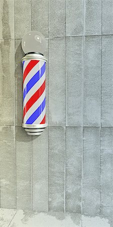 simsearch:400-08955424,k - barber pole on concrete wall Stock Photo - Budget Royalty-Free & Subscription, Code: 400-08289363