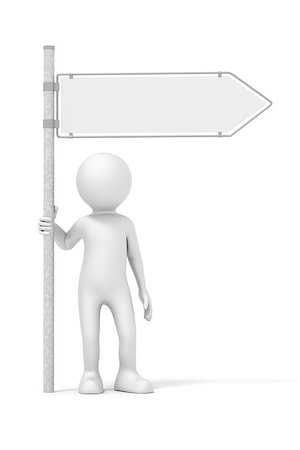 simsearch:400-06770604,k - An image of a rendered man and a blank road sign Stock Photo - Budget Royalty-Free & Subscription, Code: 400-08289698