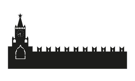 simsearch:400-05693774,k - Kremlin silhouette. Vector illustration isolated on white background Stockbilder - Microstock & Abonnement, Bildnummer: 400-08289705