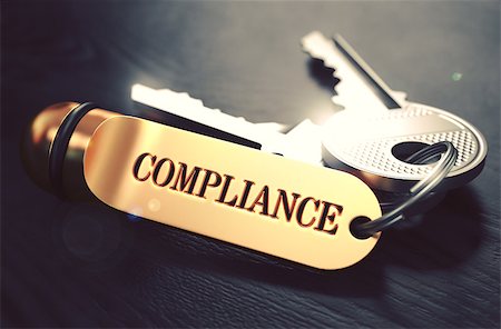 simsearch:400-08289045,k - Keys with Word Compliance on Golden Label over Black Wooden Background. Closeup View, Selective Focus, 3D Render. Toned Image. Stock Photo - Budget Royalty-Free & Subscription, Code: 400-08289844
