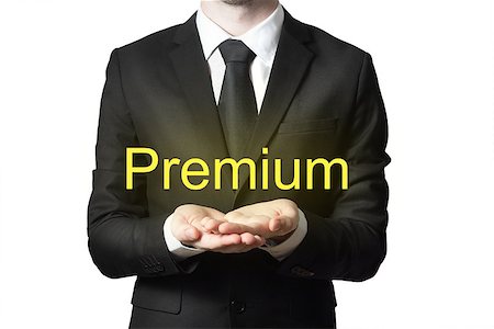 quality review - businessman in black suit serving gesture hands open premium isolated Stock Photo - Budget Royalty-Free & Subscription, Code: 400-08282556