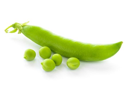 simsearch:400-05744496,k - Fresh Sweet Green Pea Pods and Ceeds Isolated on the White Background Stock Photo - Budget Royalty-Free & Subscription, Code: 400-08282708