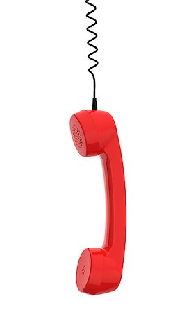 Red Retro Business Telephone Receiver Hangs by its Cord on the White Background Fotografie stock - Microstock e Abbonamento, Codice: 400-08282716